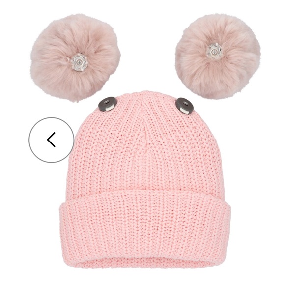 Minnie/Mickey Mouse Love Your Melon Women's Foil Cuffed Knit Hat with Double Pom - Picture 10 of 10
